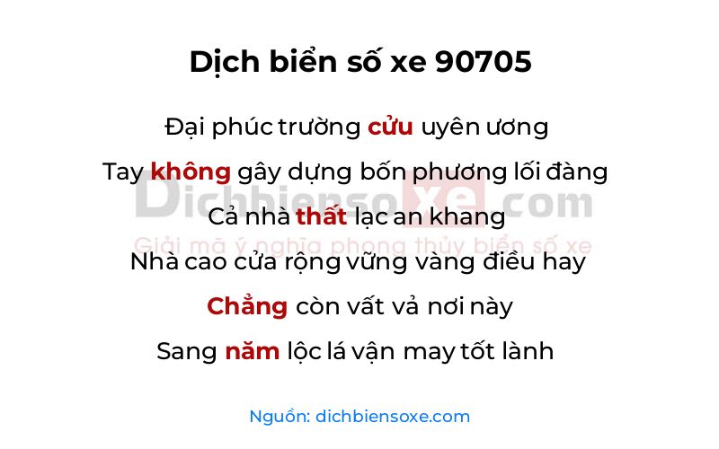 Dịch thơ biển số 90705