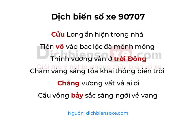 Dịch thơ biển số 90707