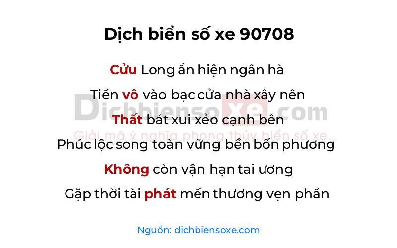 Dịch thơ biển số 90708
