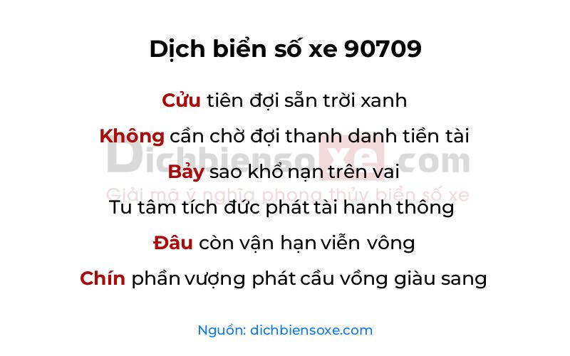 Dịch thơ biển số 90709