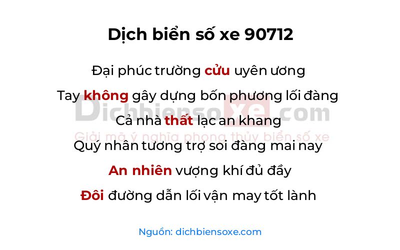 Dịch thơ biển số 90712