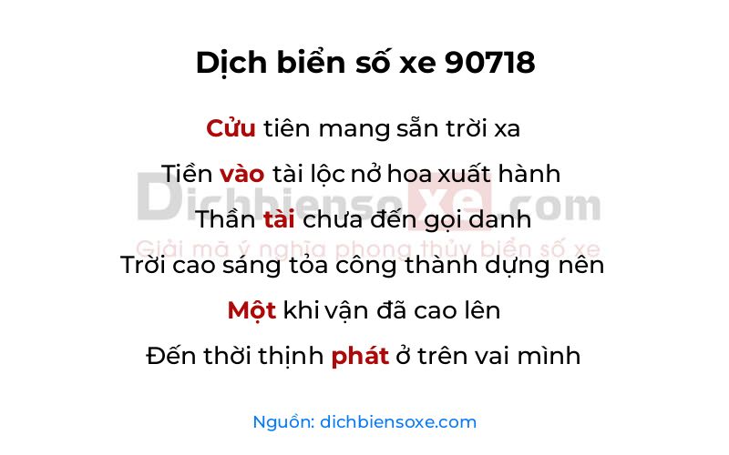 Dịch thơ biển số 90718