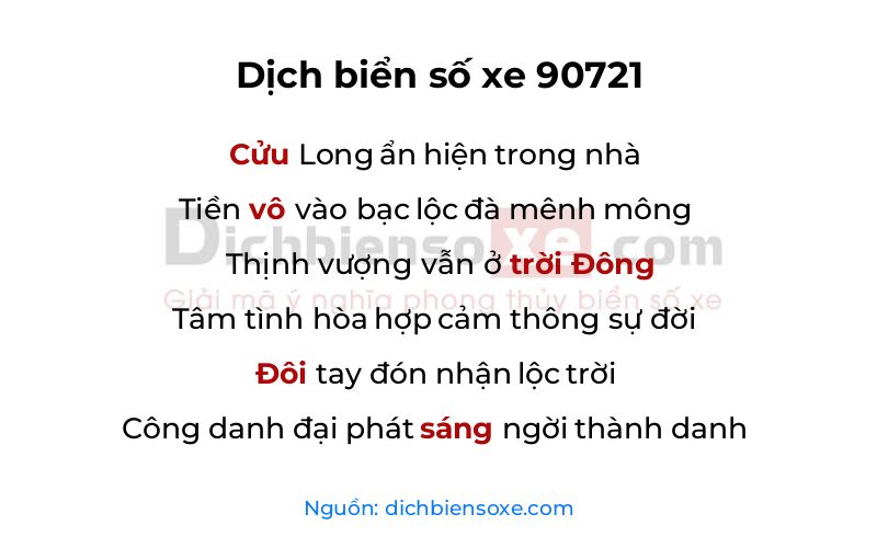 Dịch thơ biển số 90721