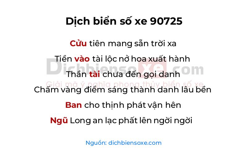 Dịch thơ biển số 90725
