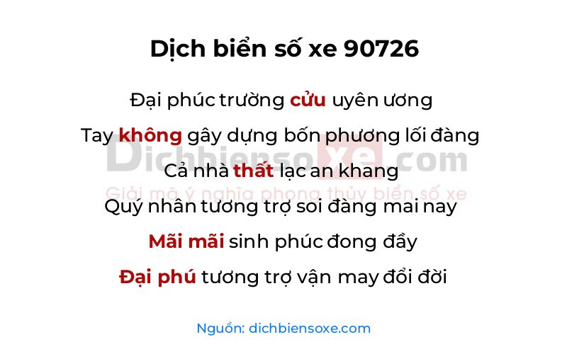 Dịch thơ biển số 90726
