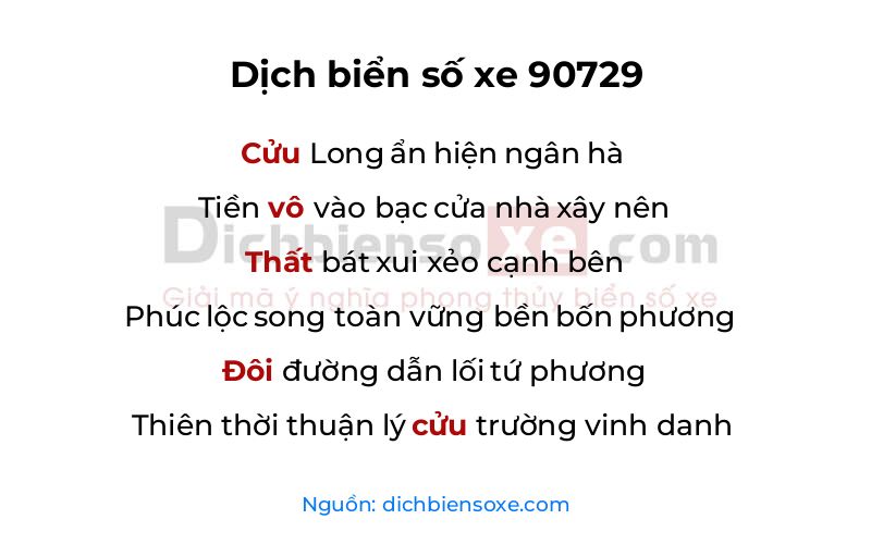 Dịch thơ biển số 90729