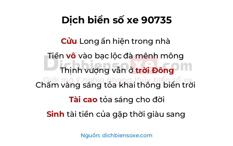 Dịch thơ biển số 90735
