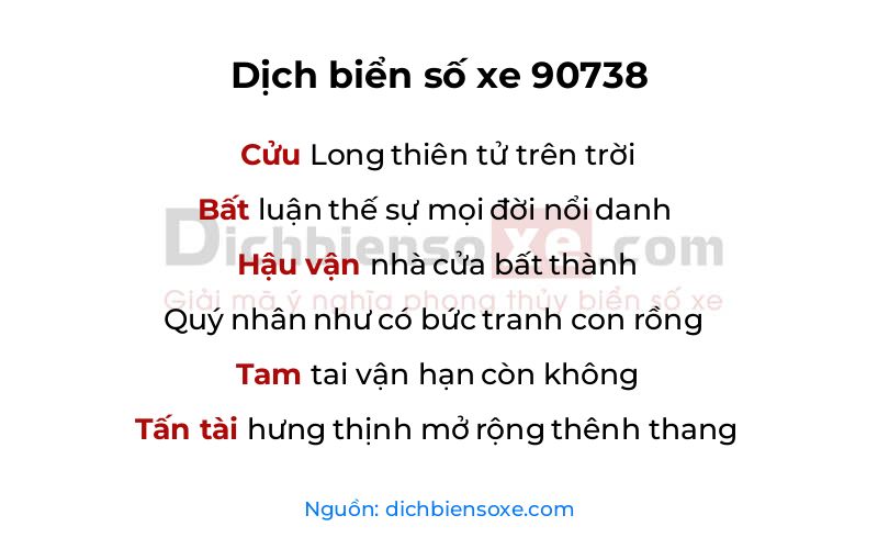 Dịch thơ biển số 90738