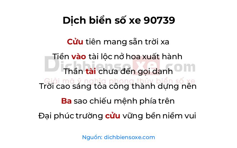 Dịch thơ biển số 90739