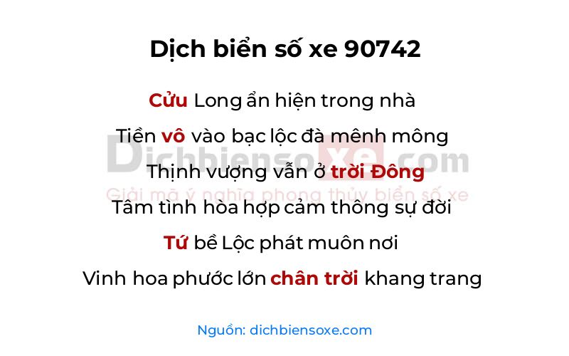 Dịch thơ biển số 90742
