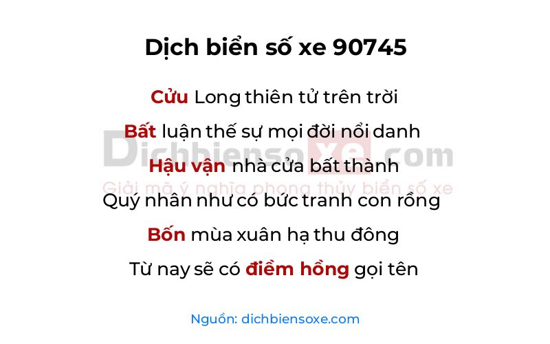 Dịch thơ biển số 90745