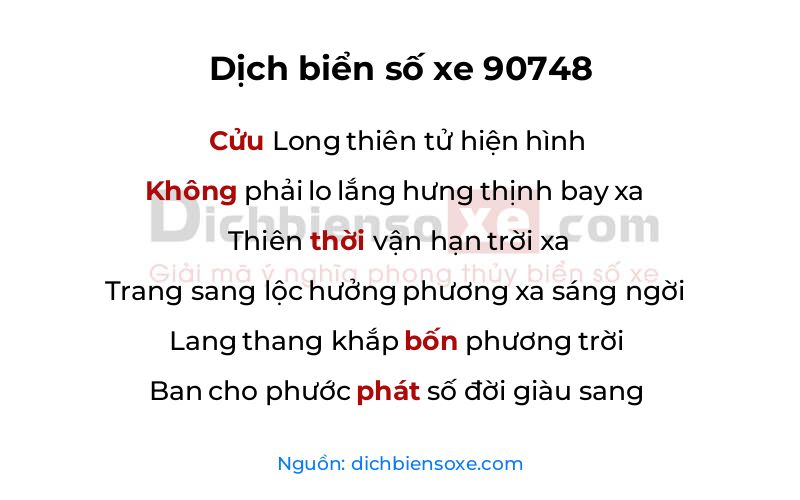 Dịch thơ biển số 90748