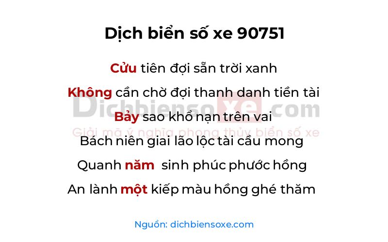 Dịch thơ biển số 90751