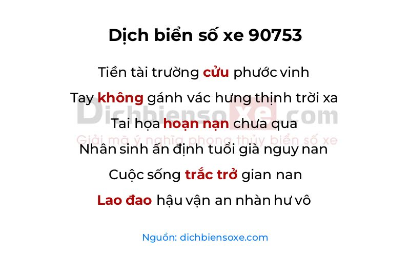 Dịch thơ biển số 90753