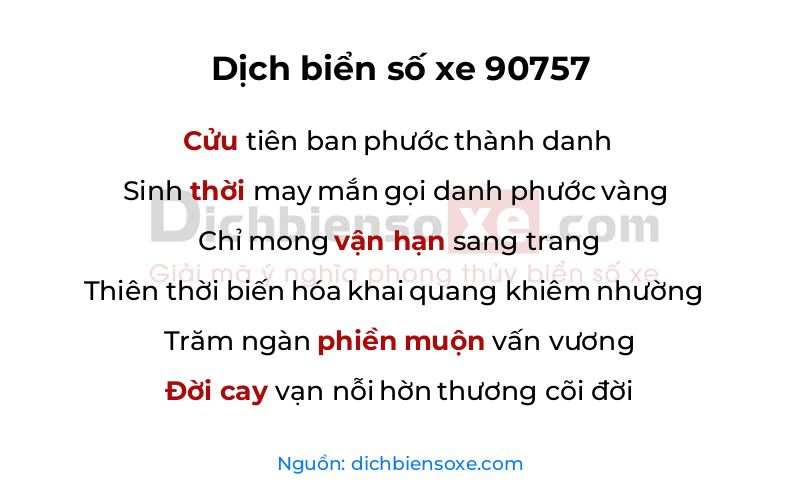 Dịch thơ biển số 90757