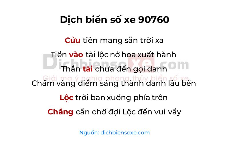 Dịch thơ biển số 90760