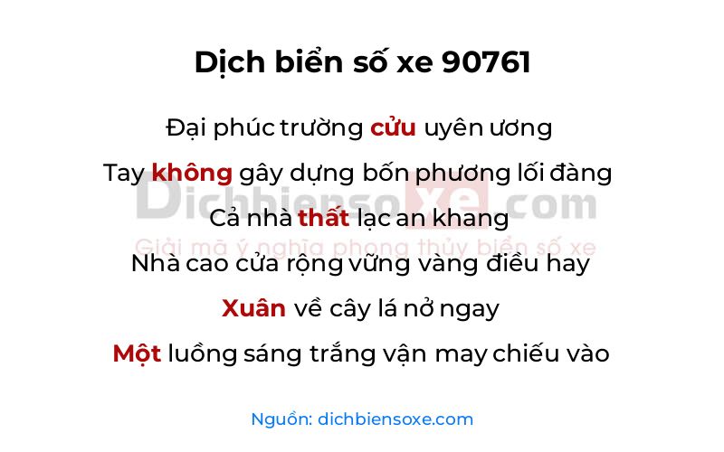 Dịch thơ biển số 90761