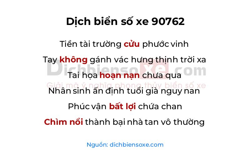Dịch thơ biển số 90762