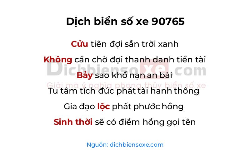 Dịch thơ biển số 90765