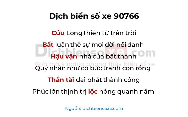 Dịch thơ biển số 90766
