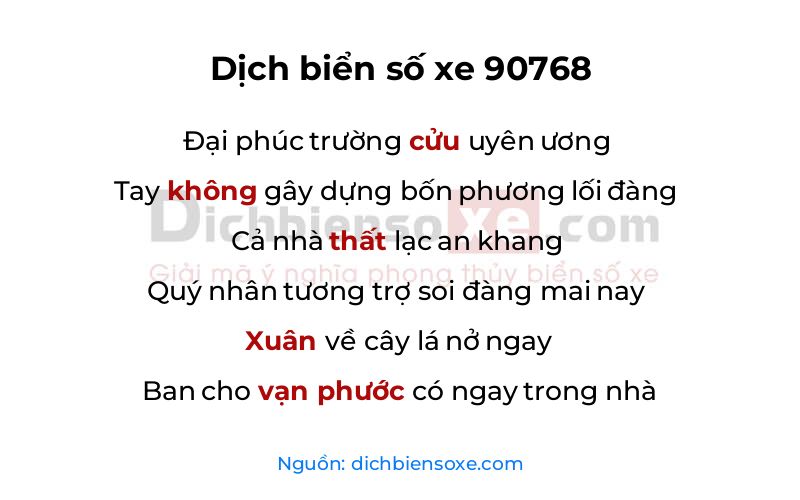 Dịch thơ biển số 90768