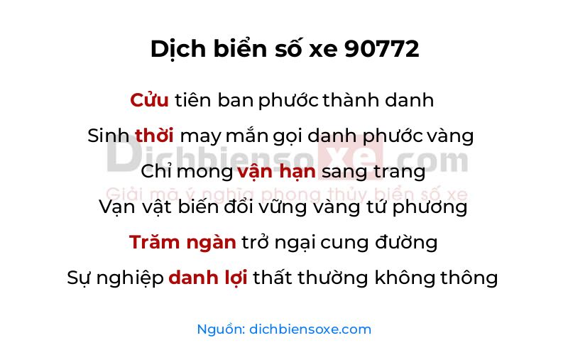 Dịch thơ biển số 90772