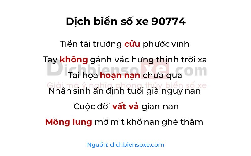Dịch thơ biển số 90774