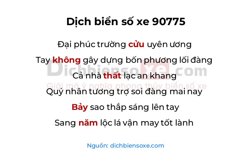 Dịch thơ biển số 90775