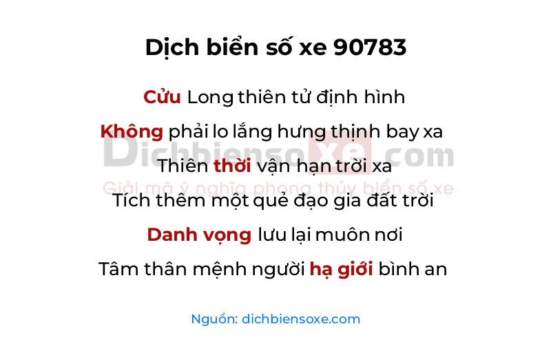 Dịch thơ biển số 90783