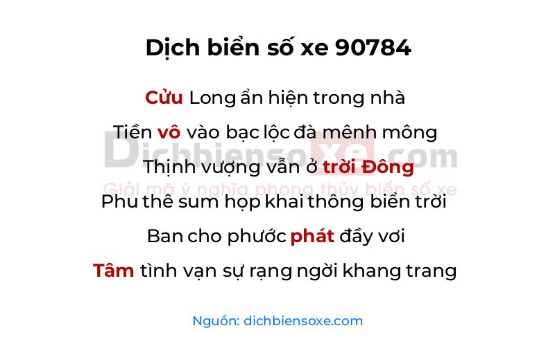 Dịch thơ biển số 90784