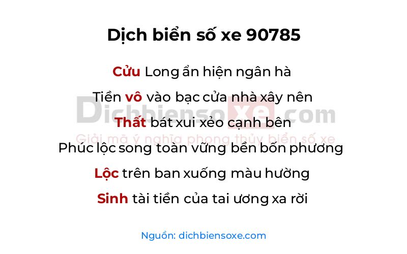 Dịch thơ biển số 90785
