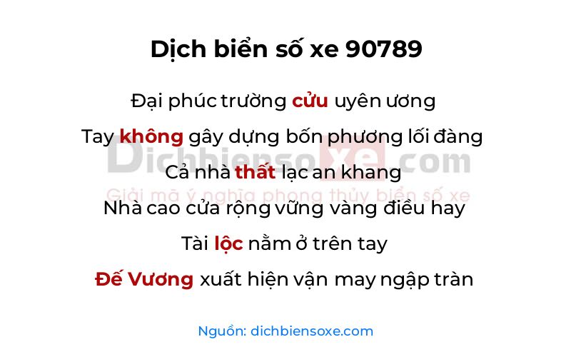 Dịch thơ biển số 90789