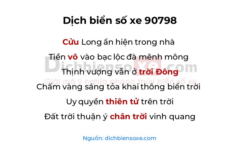 Dịch thơ biển số 90798