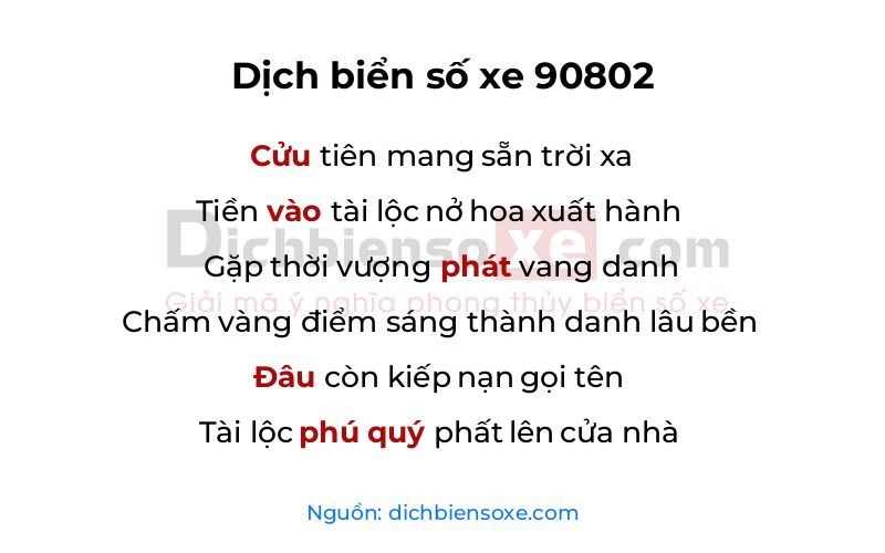 Dịch thơ biển số 90802