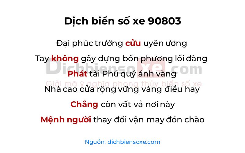 Dịch thơ biển số 90803