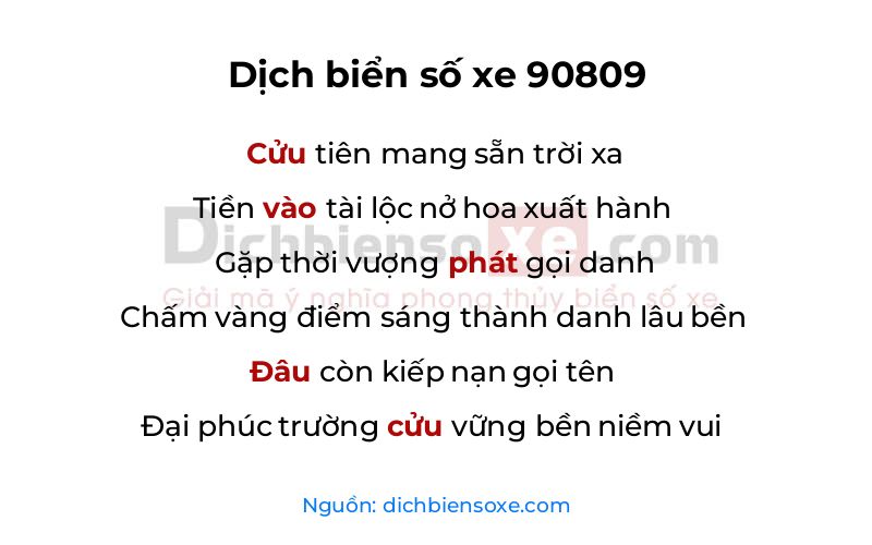 Dịch thơ biển số 90809