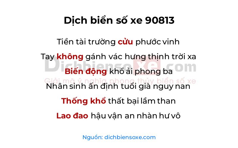 Dịch thơ biển số 90813