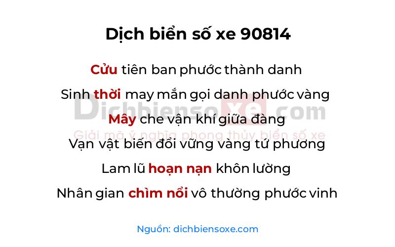 Dịch thơ biển số 90814