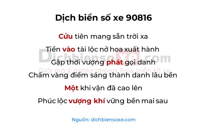 Dịch thơ biển số 90816