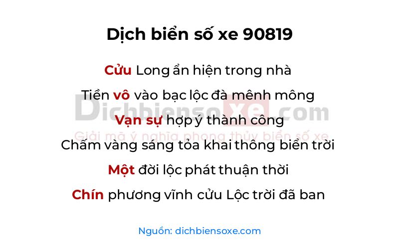 Dịch thơ biển số 90819