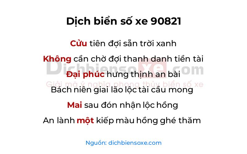 Dịch thơ biển số 90821