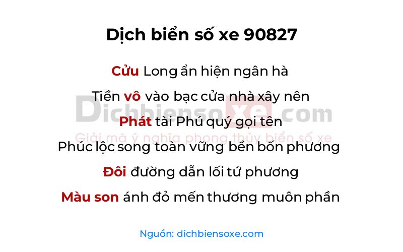 Dịch thơ biển số 90827
