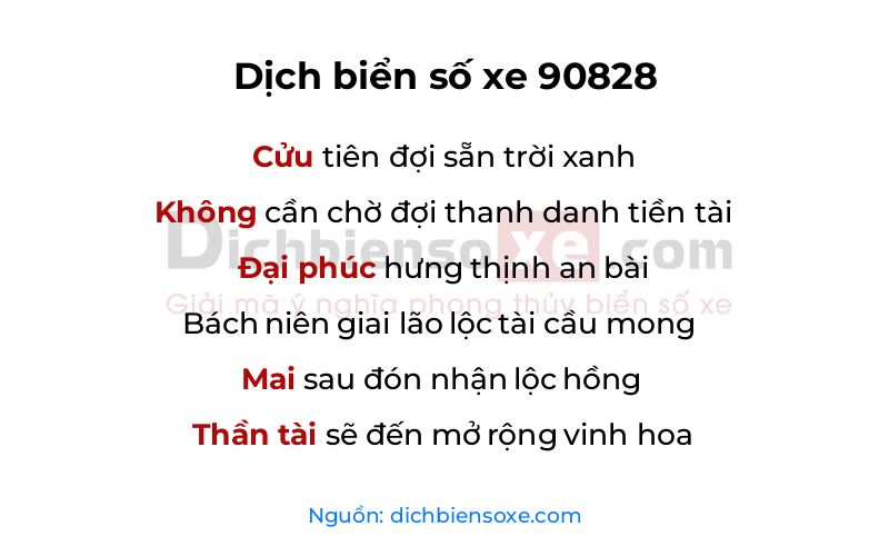 Dịch thơ biển số 90828