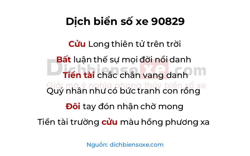 Dịch thơ biển số 90829