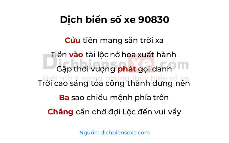 Dịch thơ biển số 90830