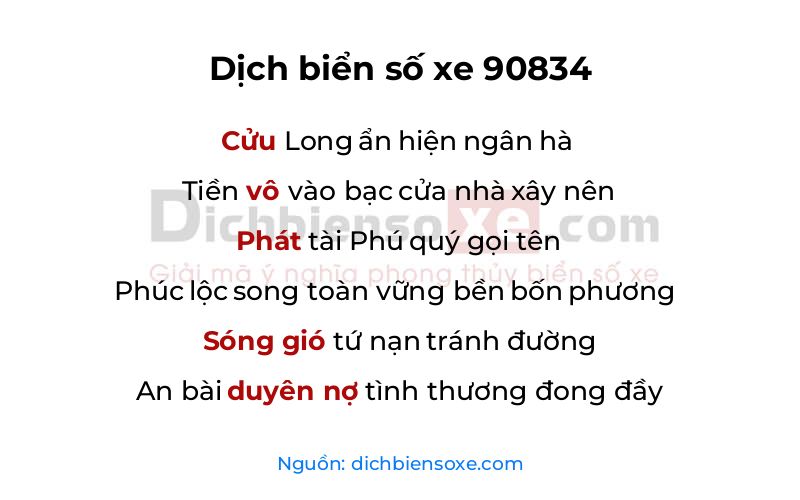 Dịch thơ biển số 90834