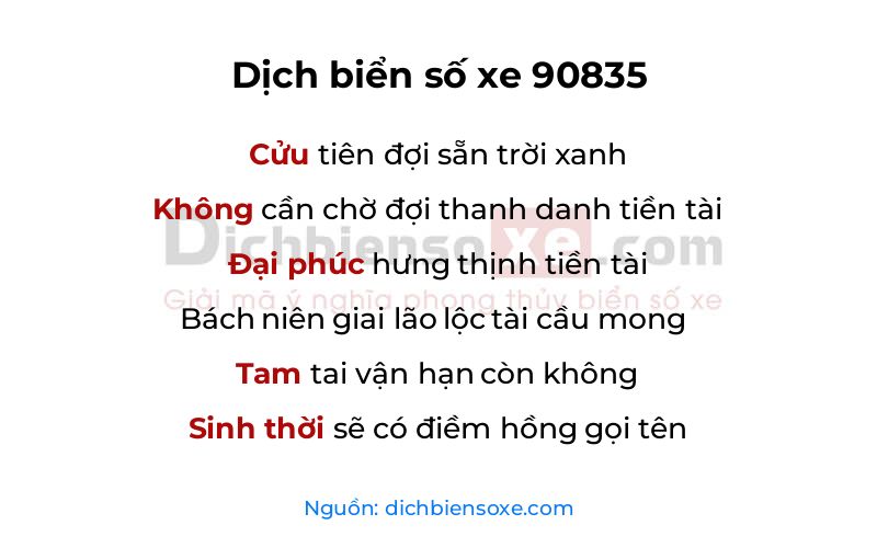 Dịch thơ biển số 90835