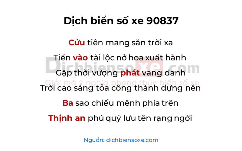 Dịch thơ biển số 90837
