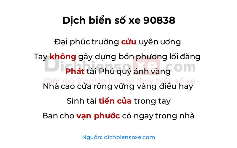 Dịch thơ biển số 90838