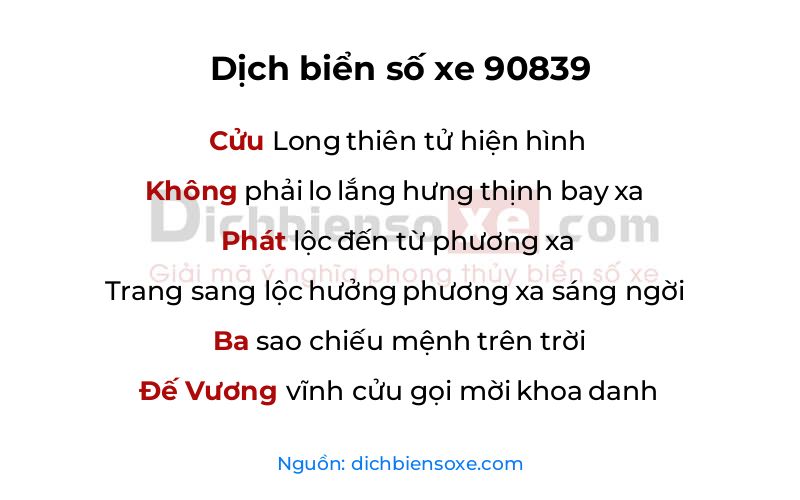 Dịch thơ biển số 90839